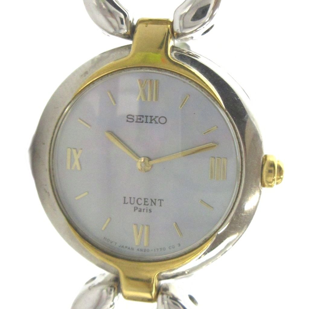 セイコー SEIKO LUCENT ルーセント 4N20-0960 腕時計 ブレスウォッチ クォーツ シェル文字盤 ローマン シルバーカラー ゴールドカラー 銀色 金色 ■GY18 /MQ