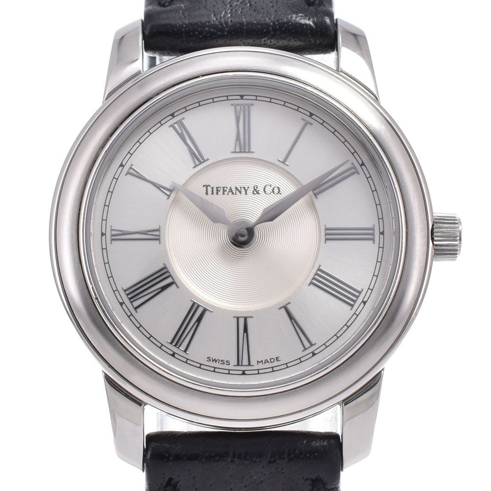 ティファニー TIFFANY&Co. マーク SS/レザー シルバー クォーツ レディース 美品 腕時計 D#149780