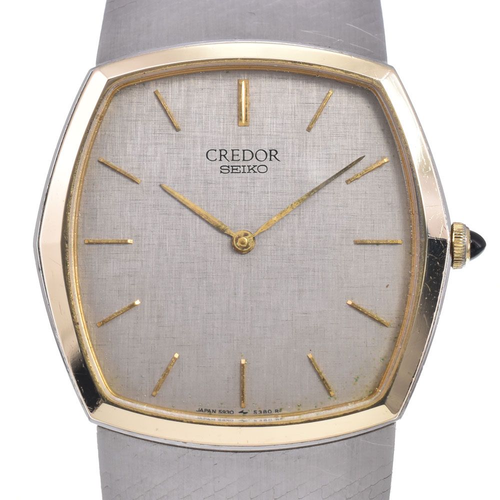 セイコー SEIKO 5930-5360 クレドール シルバー クォーツ メンズ 良品 腕時計 D#149536