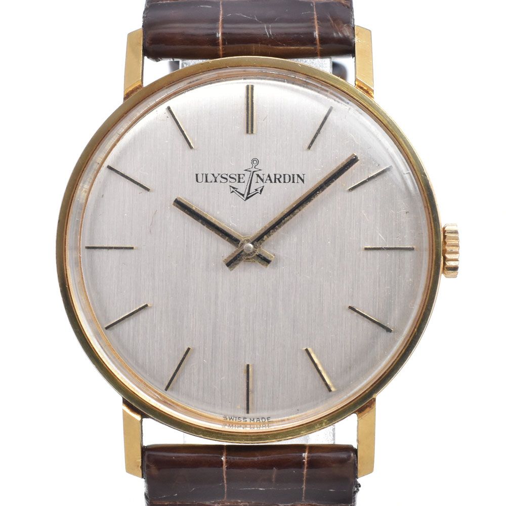 ユリス・ナルダン Ulysse Nardin G110I ヴィンテージ K18YG シルバー 手巻き メンズ 良品 腕時計 D#149513 183,000円