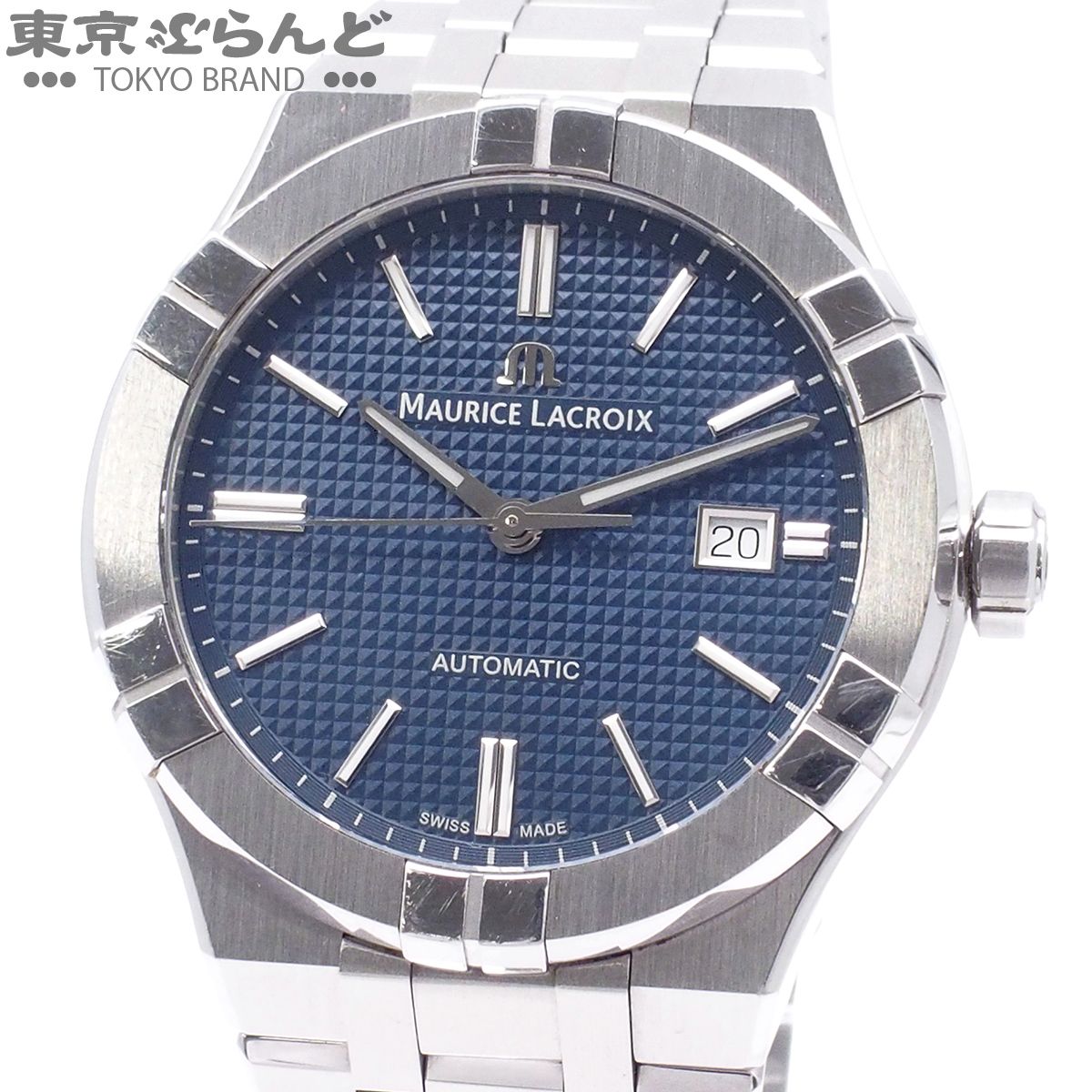 モーリスラクロア MAURICE LACROIX アイコン オートマティック デイト AI6008-SS002-430-1 ブルー SS 箱保証書付き 腕時計 メンズ 自動巻 101891115