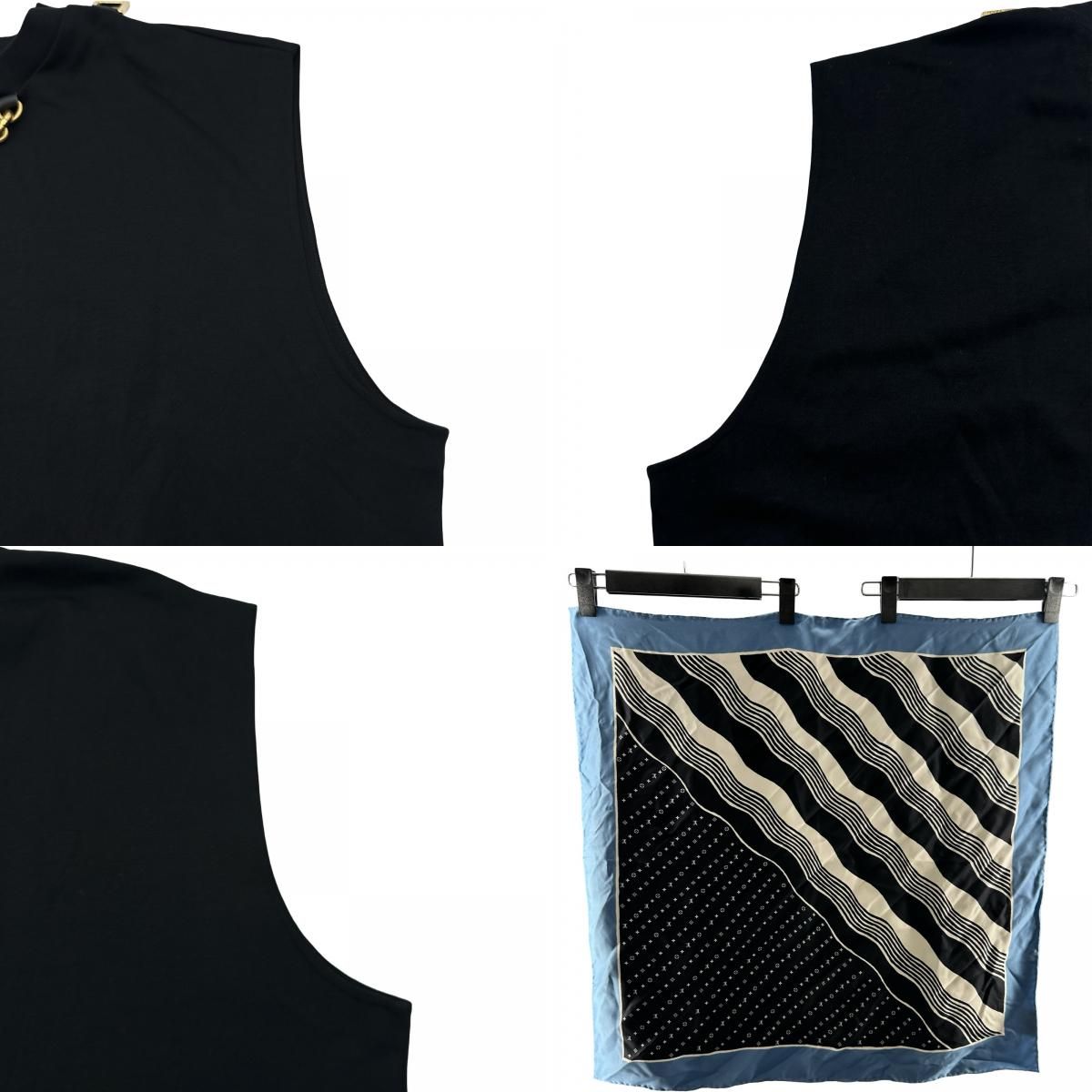 ルイ・ヴィトン LOUIS VUITTON モノグラムウェーブスカーフノースリーブTシャツ FPTS04 ブラック コットン レディース タンクトップ