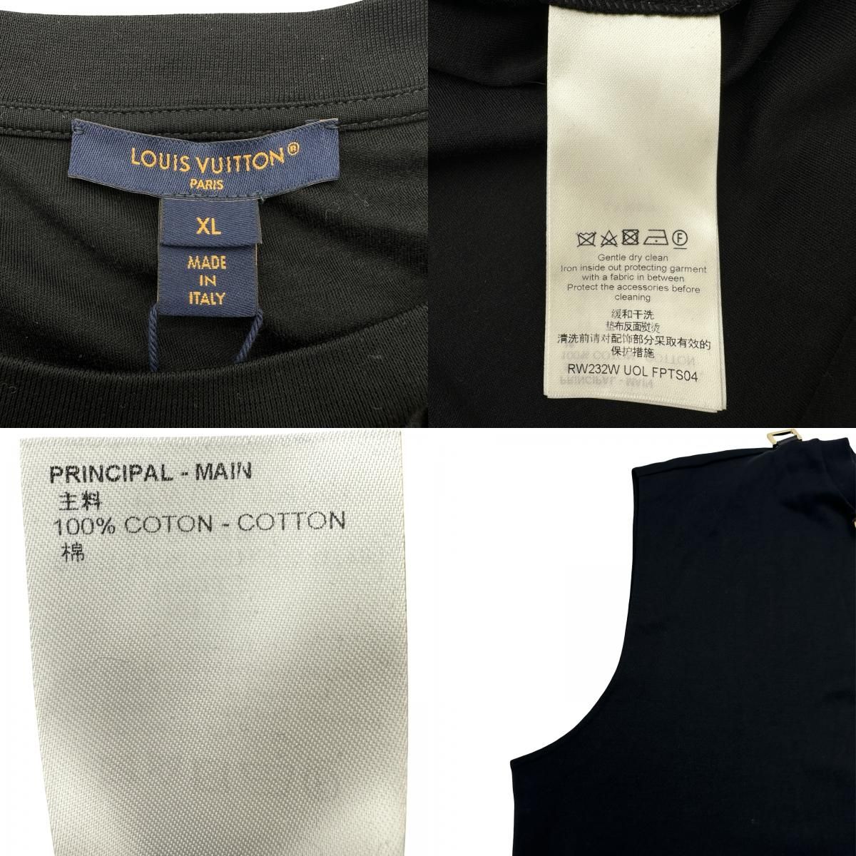 ルイ・ヴィトン LOUIS VUITTON モノグラムウェーブスカーフノースリーブTシャツ FPTS04 ブラック コットン レディース タンクトップ
