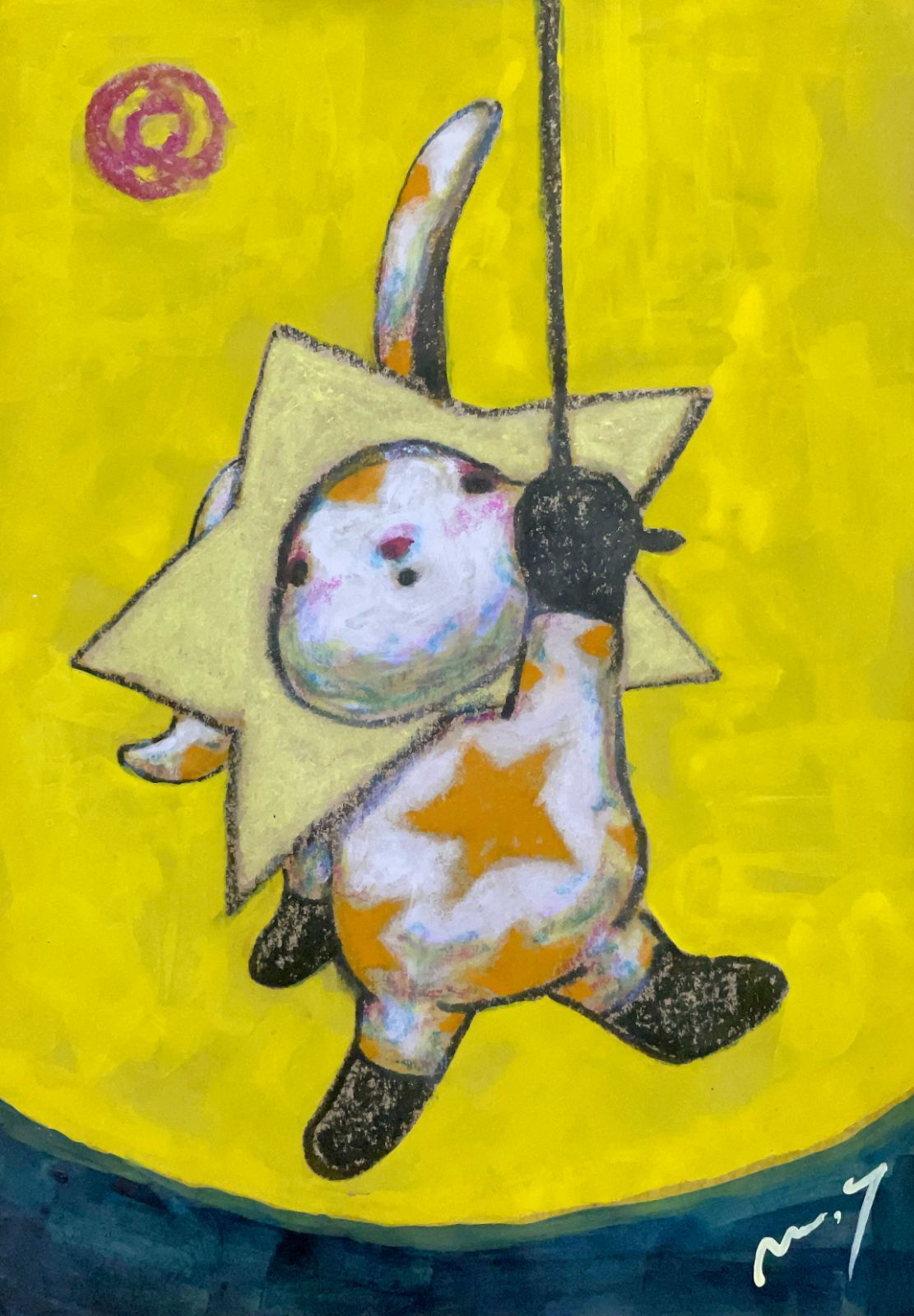 高野マナブ 原画｜[月夜の星ウサギ] Drawing A4 アクリル 一点物 高野学 Manabu Takano 髙野學 Moon Sun Rabbit 月と太陽とウサギ Louvre Uffizi Japan 台湾 現代美術家