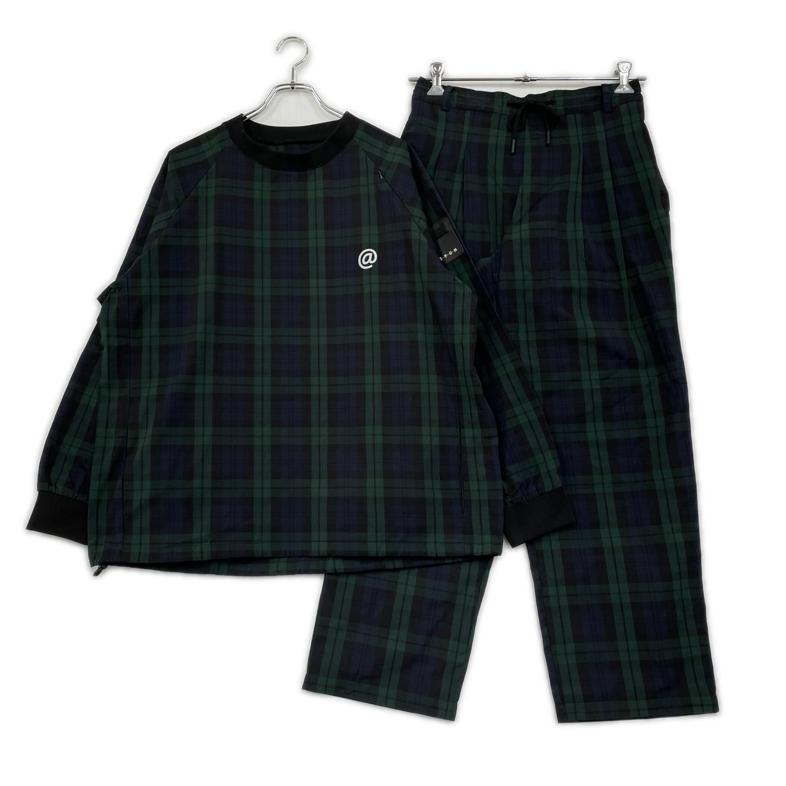 中古 ユニセックス アンティカゴルフ ANTIQUA GOLF セットアップ L ～XL ネイビー系 紺×緑 長袖ウェア×パンツ チェック柄 15,375円