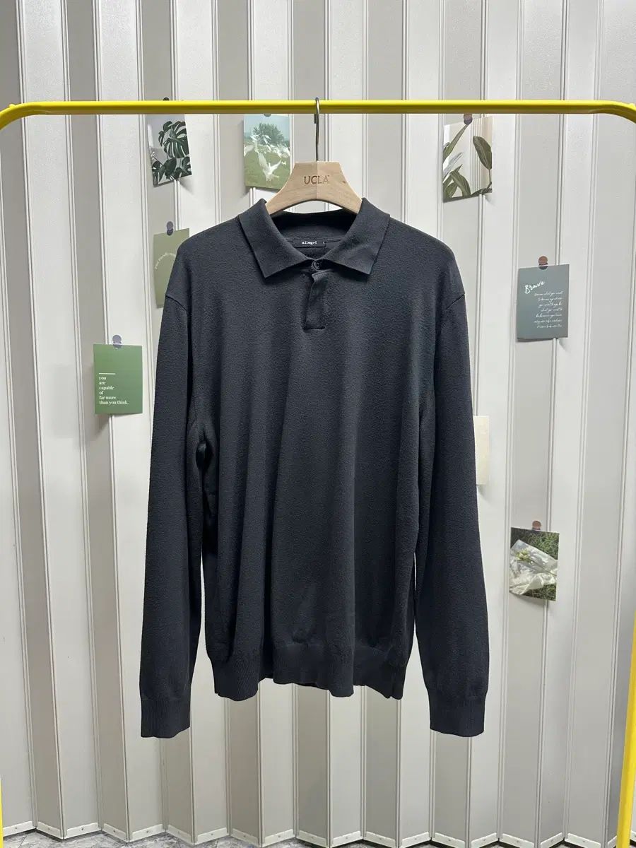 正規品 Allegri ブラック ニット長袖 カラーTシャツ