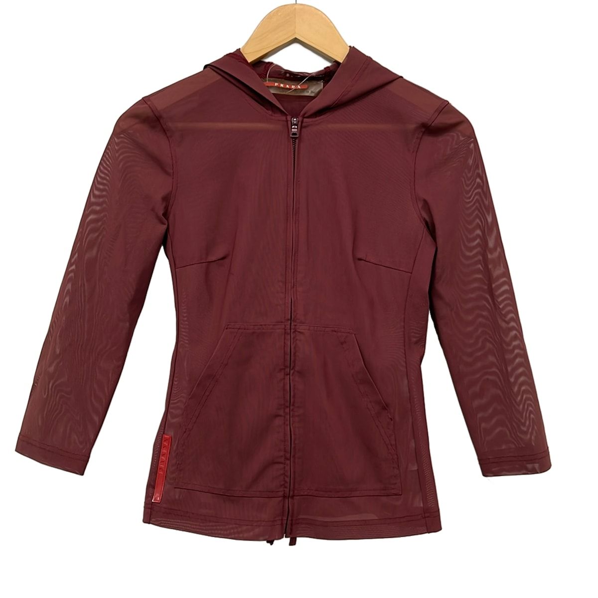 PRADA SPORT(プラダスポーツ) ブルゾン サイズXS レディース美品 - ボルドー 七分袖/メッシュ/ジップアップ/春/秋
