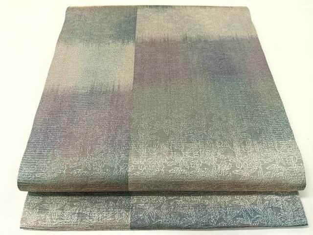 平和屋着物●紋屋井関　御寮織　九寸開き名古屋帯　市松草木文　金糸　正絹　逸品　CABI4316vp