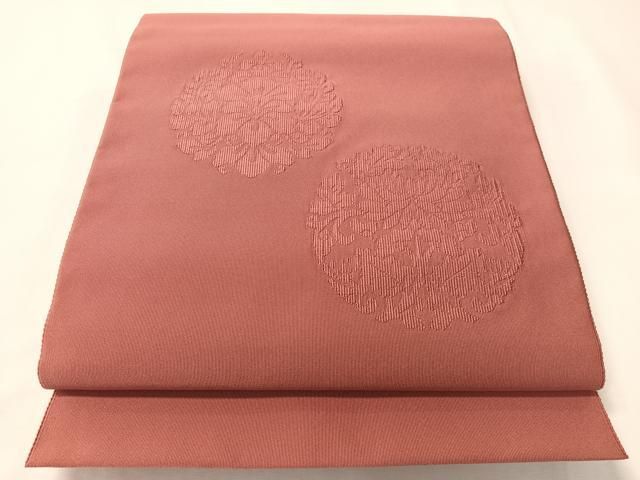 平和屋着物●名門　浅田綴　爪掻き本綴れ　八寸名古屋帯　能衣丸文　長春色　品質保証書付き　正絹　逸品　未使用　CABI4372vp