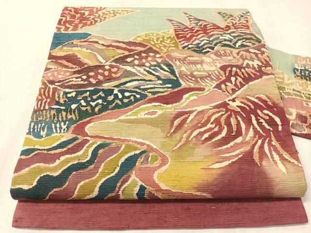 平和屋着物●九寸名古屋帯　紬地　風景文　正絹　逸品　CABJ0403vp 20,306円