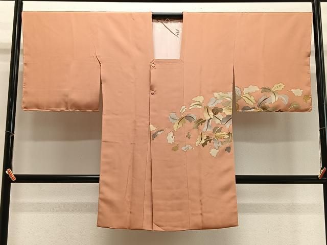 平和屋着物＃道行コート　刺繍　舞葉文　金彩　ロング丈　正絹　逸品　未使用　CABI9515ua