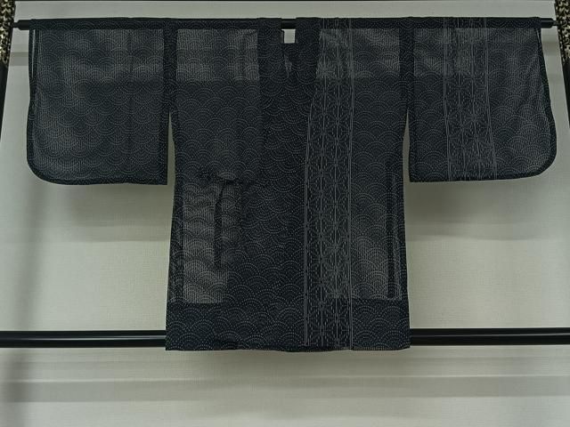平和屋着物▽道中着　スリーシーズン　春夏秋　塵除け　青海波麻の葉文　AABK3776jh