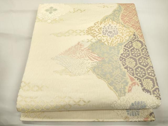 平和屋着物●六通柄袋帯　更紗文様　金銀糸　正絹　逸品　CABJ9373dy 21,164円
