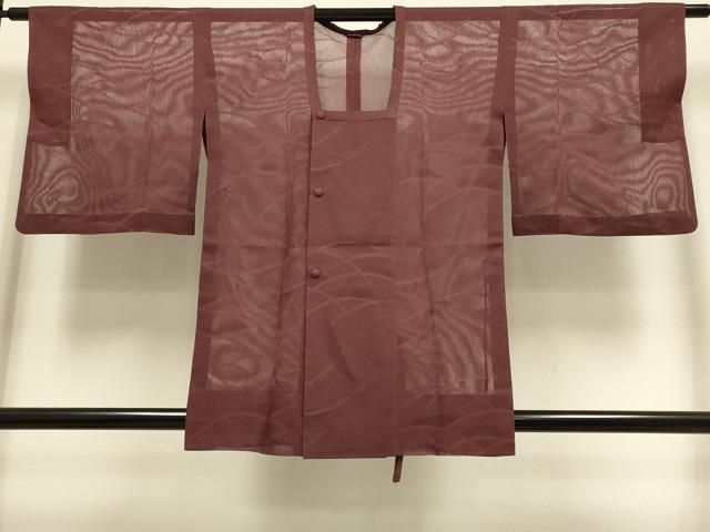 平和屋着物▽道行コート　スリーシーズン　春夏秋　塵除け　芝文　小豆色　高島屋扱い　正絹　逸品　未使用　DABI4055du
