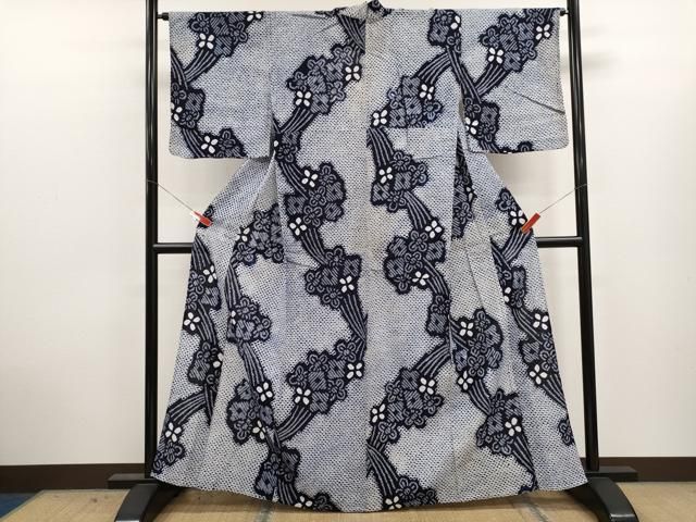 平和屋着物∴夏物　浴衣　有松鳴海絞り　舞花文　綿　逸品　CABJ2762ze