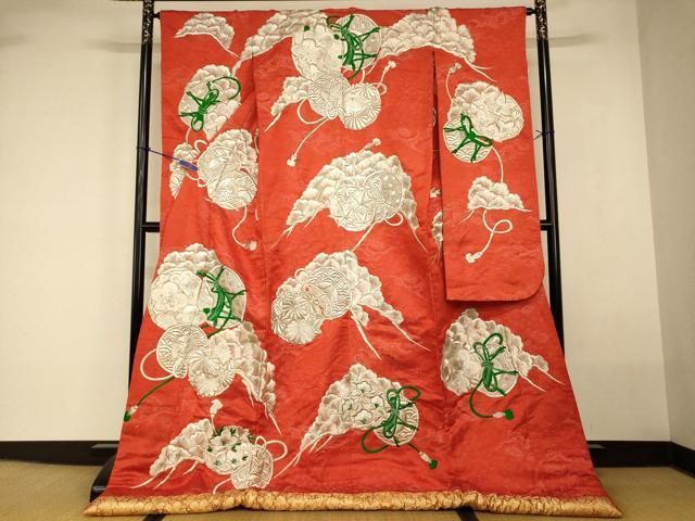 平和屋本店●色打掛　和装　婚礼　結婚式　花嫁　神社挙式　総刺繍　花鼓松文　銀糸　逸品　AABK8292fw