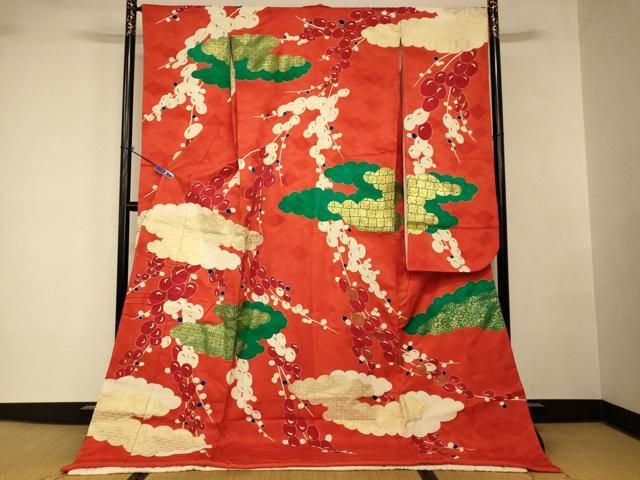 平和屋本店●お引きずり・お引き摺り・引き振袖 和装 結婚式 舞妓 芸妓 芸者 衣装 吉祥成り物雲取り文 金彩 逸品 AABK8306fw