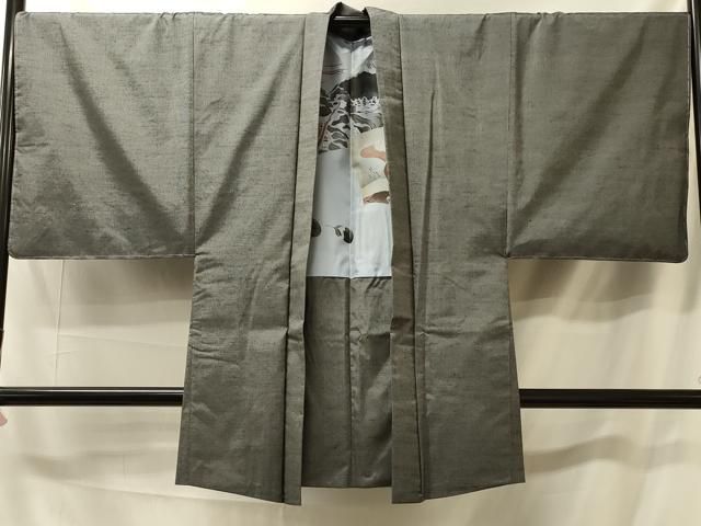 平和屋着物＃男性　男彩匠御召　長羽織　縞　反端付き　正絹　逸品　未使用　CABK3283in