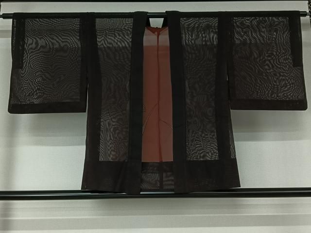 平和屋着物▽羽織　スリーシーズン　春夏秋　塵除け　燕子花　黒地　正絹　逸品　AABL0342jh 8,775円