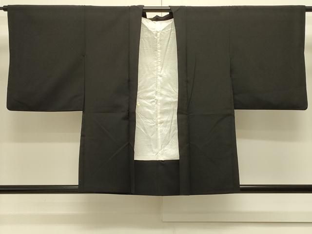 平和屋着物＃羽織　総刺繍　草花文　黒地　正絹　逸品　CABK3349in