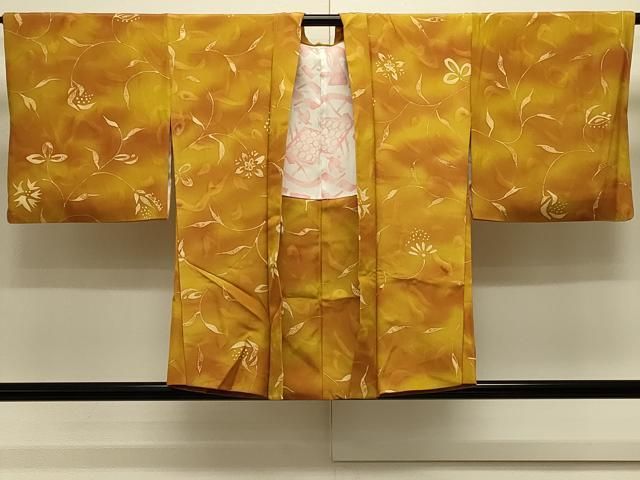 平和屋着物＃羽織　ろうけつ染め　枝花文　暈し染め　正絹　逸品　CABK3468in