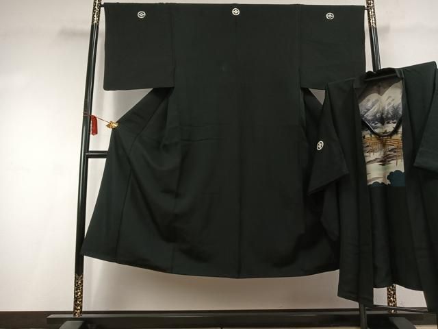 平和屋着物●男性　黒紋付　羽織セット　正絹　逸品　AABK7991fy 30,420円