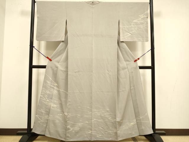 平和屋着物▽訪問着　単衣　流水文　正絹　逸品　DABJ3764du