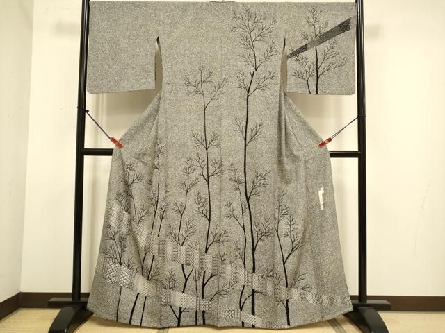 平和屋着物▽二代目 川村久太郎　訪問着　単衣　吉祥樹林文　正絹　逸品　DABJ6541du 33,800円