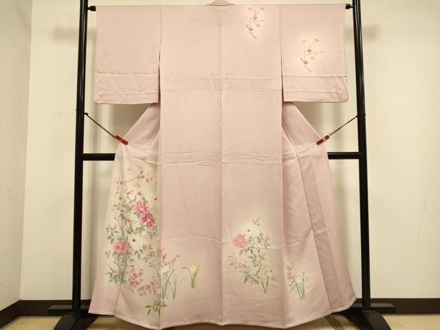 平和屋着物▽訪問着　単衣　枝花文　暈し染め　正絹　逸品　DABJ6542du