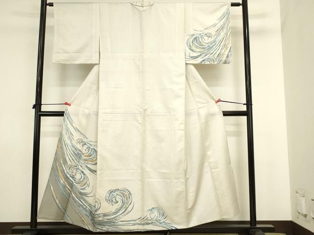 平和屋着物▽訪問着　単衣　立波文　金彩　洗える着物　DABJ6030sf 23,075円