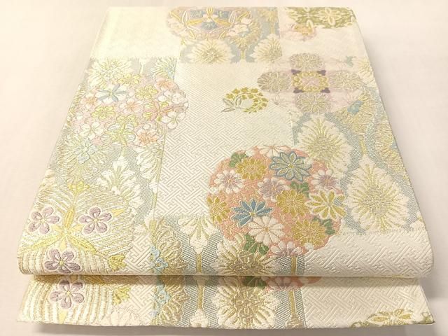 平和屋着物●六通柄袋帯　唐織　市松雪輪花文　金銀糸　正絹　逸品　CABL6280vp 22,464円