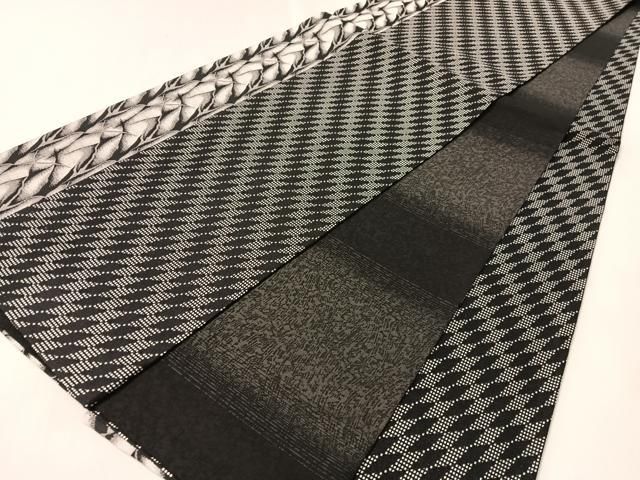 平和屋着物●両面　全通柄袋帯　吉祥間道　黒地　正絹　逸品　CABL6292vp
