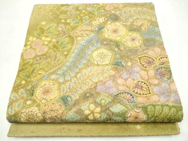 平和屋着物●太鼓柄袋帯　作家物　辻が花　金通し地　正絹　逸品　CABL9750hy