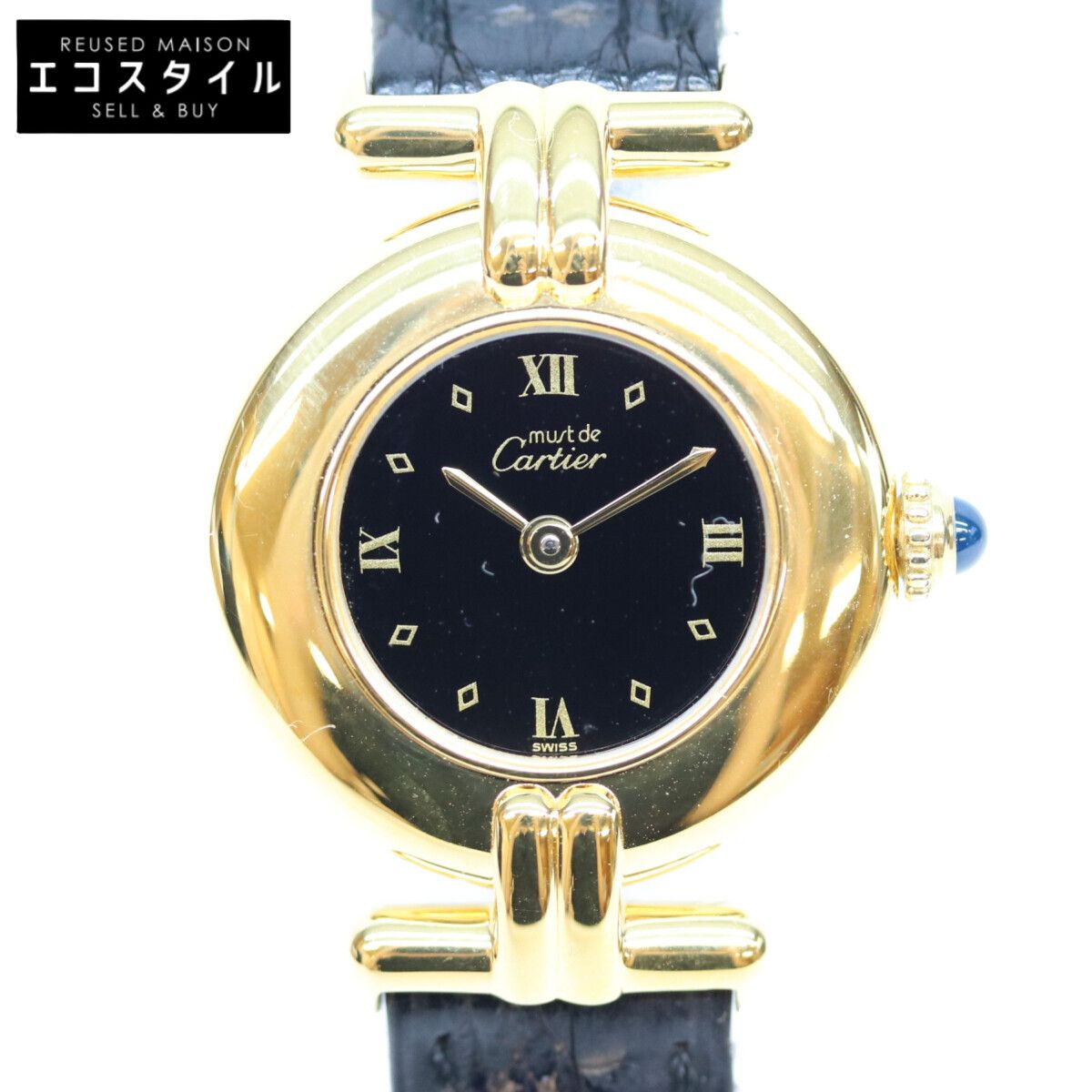 Cartier カルティエ マストコリゼヴェルメイユSM 黒飛びローマ文字盤 QZ 革 時計 136,950円