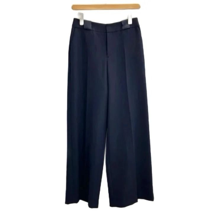 ボーダーズアットバルコニー BORDERS at BALCONY TWILL WIDE PANTS ツイルワイドパンツ スラックス ジップフライ ワンカラー 無地 36 紺 ネイビー BD1111-3G-11 タグ付き /BBその他