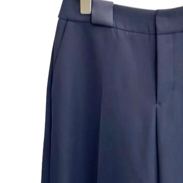 ボーダーズアットバルコニー BORDERS at BALCONY TWILL WIDE PANTS ツイルワイドパンツ スラックス ジップフライ ワンカラー 無地 36 紺 ネイビー BD1111-3G-11 タグ付き /BB