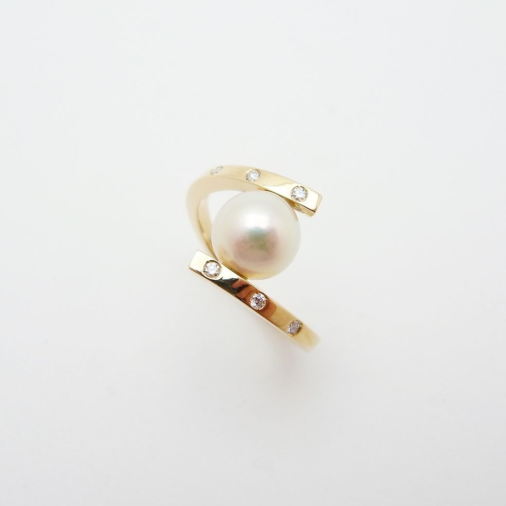 タサキ ア ファイン バランス リング アコヤ真珠 ダイヤモンド 約9号 8.0mm 0.05ct 750YG SAランク 108,900円