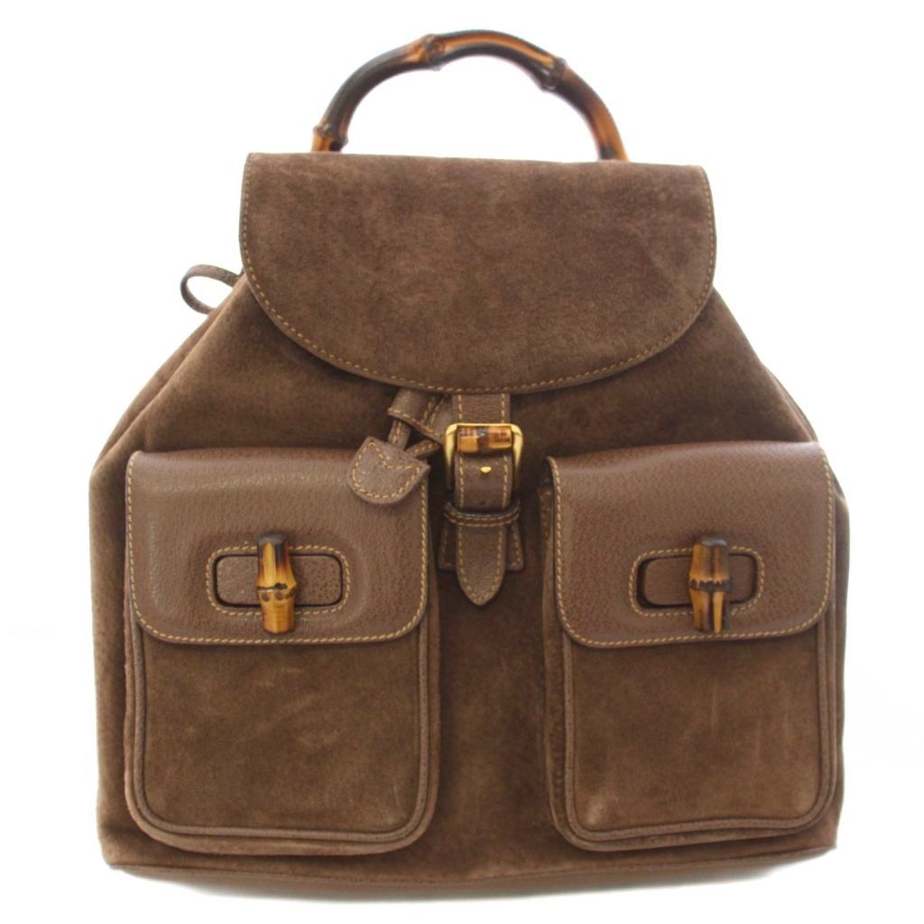 グッチ GUCCI スエード バンブー リュック リュックサック デイパック 茶 ブラウン 003・2058・0016 /TK ■OH 19,166円