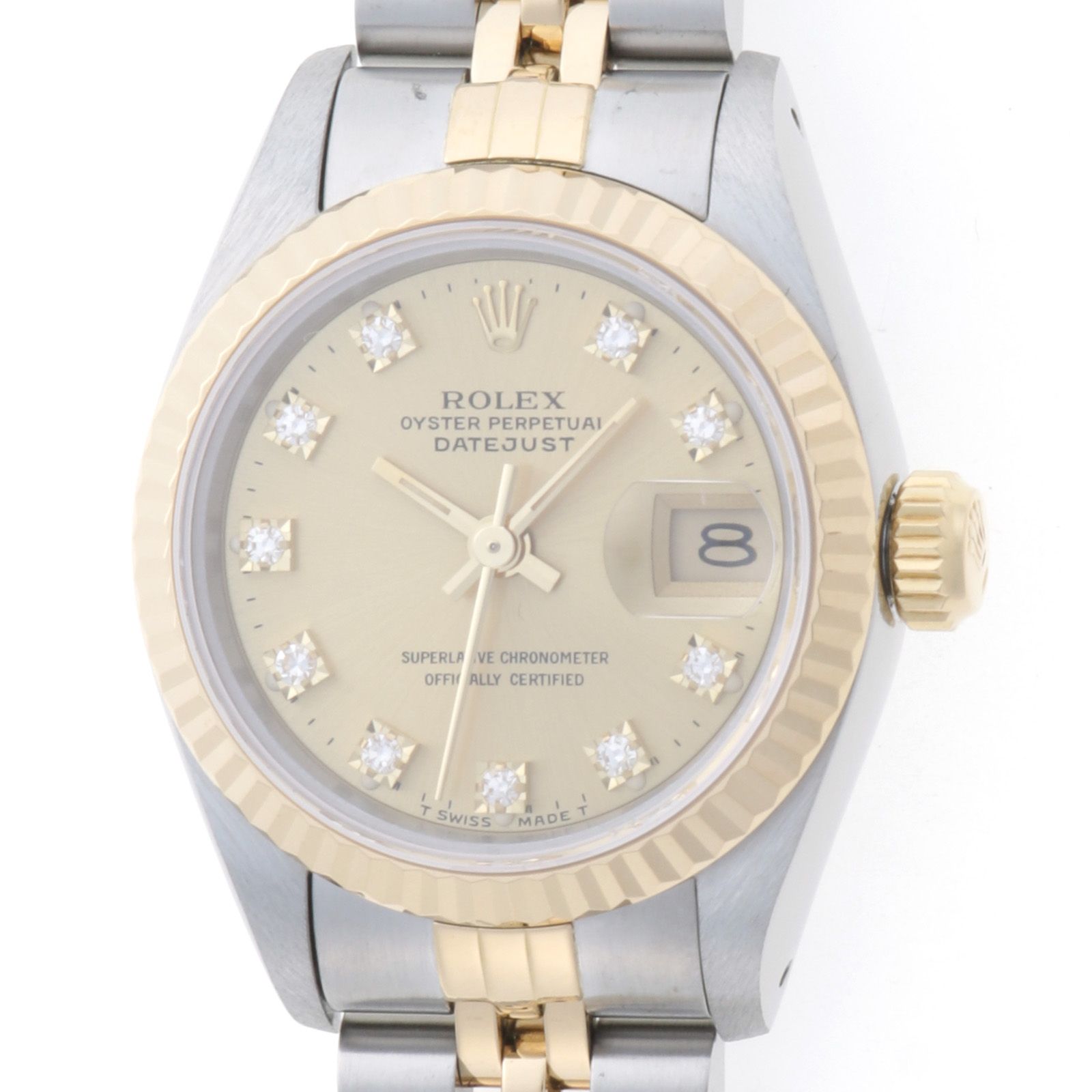 ROLEX ロレックス デイトジャスト26 69173G 腕時計 ステンレススチール/K18イエローゴールド 10Pダイヤモンモンドシャンパン文字盤 自動巻き レディース L番【中古】472 410,256円