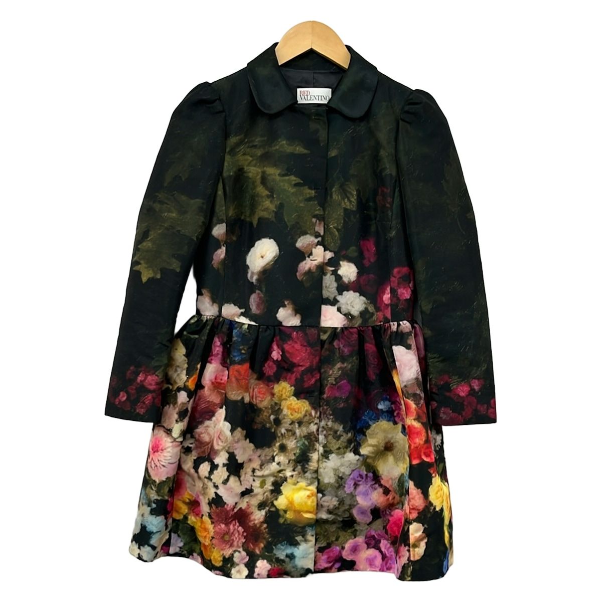 RED VALENTINO(レッドバレンチノ) コート サイズ38 M レディース - 黒×カーキ×マルチ 長袖/花柄/春/秋 29,304円