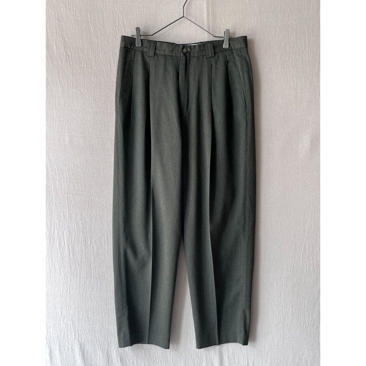 USA製 80s 90s Vintage スラックス / 33 ポリ レーヨン カーキ TALON ジップ ツータック パンツ ビンテージ P6-08005-9376 10,002円