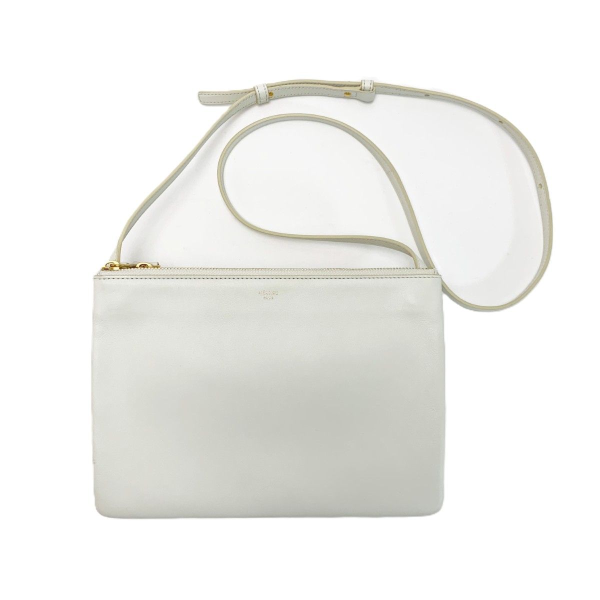 CELINE セリーヌ トリオ スモール ショルダーバッグ ラムスキン アイボリー レディース