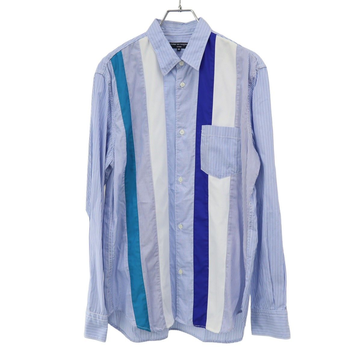 COMME des GARCONS HOMME コムデギャルソンオム 20SS パネルドストライプシャツ HE-B006 ブルー M