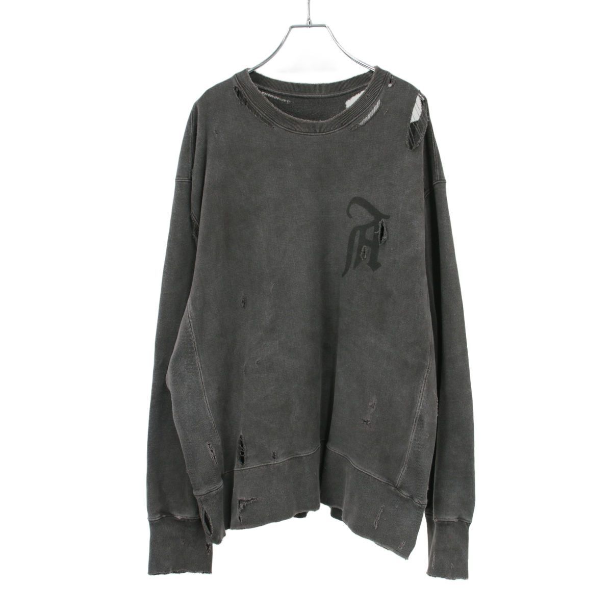 ANCELLM アンセルム 24SS CRASH SWEAT SHIRT クラッシュダメージスウェットトレーナー ANC-CT43 チャコール 2 25,560円