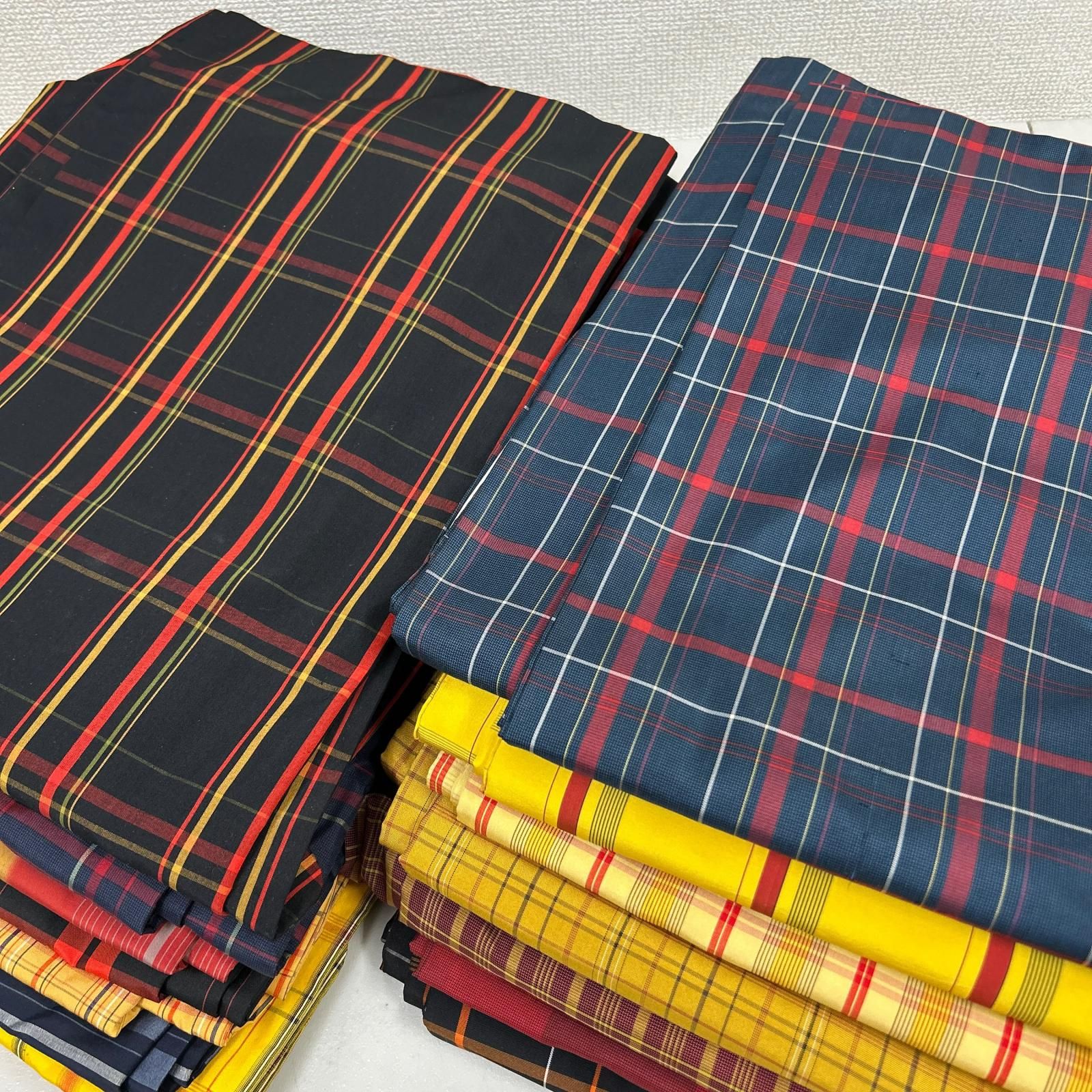 格子柄 紬 着物 正絹 14着 まとめ売り リメイク材料 Y-1545