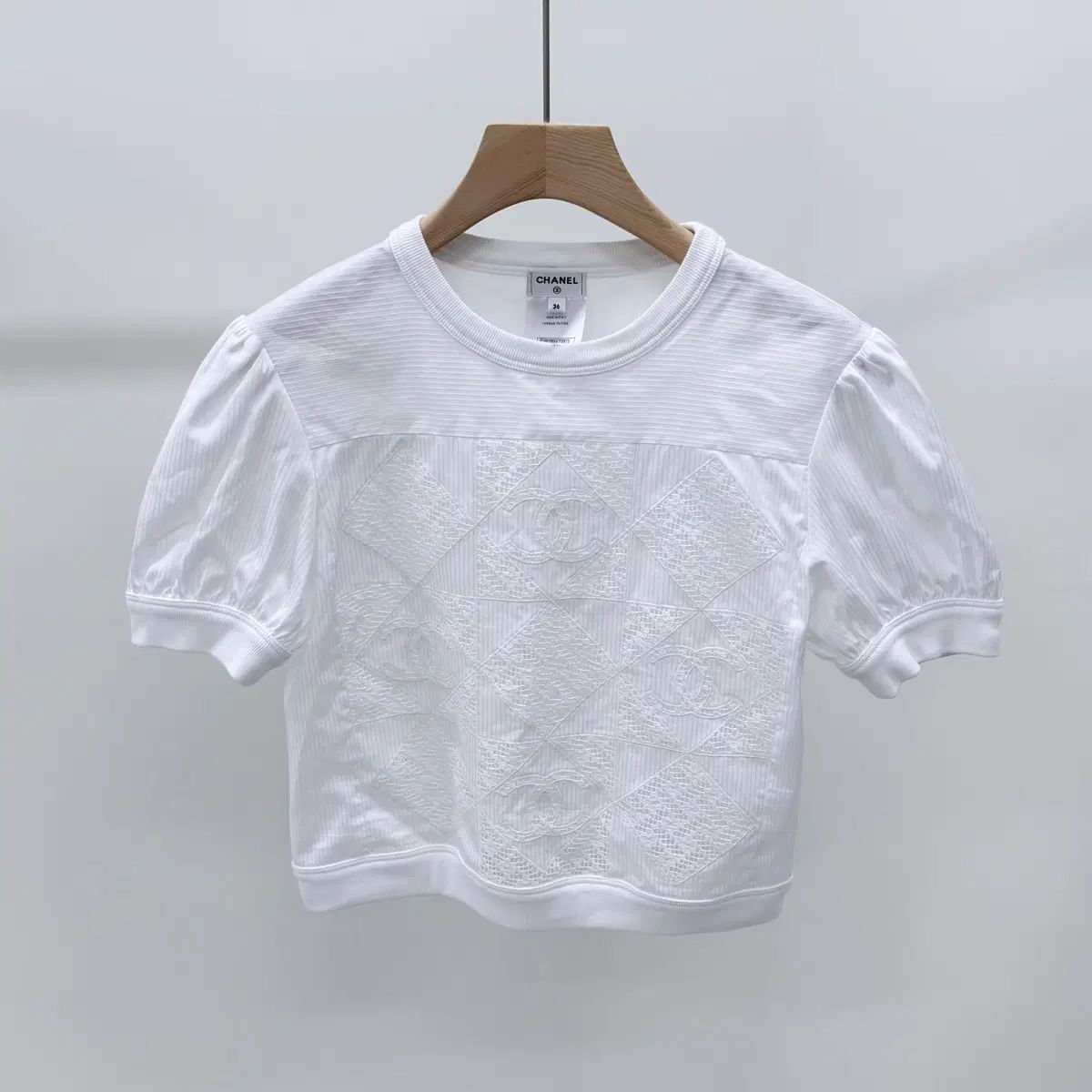A級/36 25SS CHANEL シャネル CCロゴ 半袖ブラウス 白