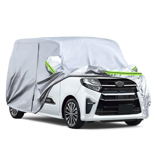 車 カバー ダイハツ タント 2003-現行 ボディカバー 裏起毛 厚手 防水防塵防輻射紫外線 黄砂対策 弾力な防風ロープ付き 四季対応 シルバーAR bd15c46d