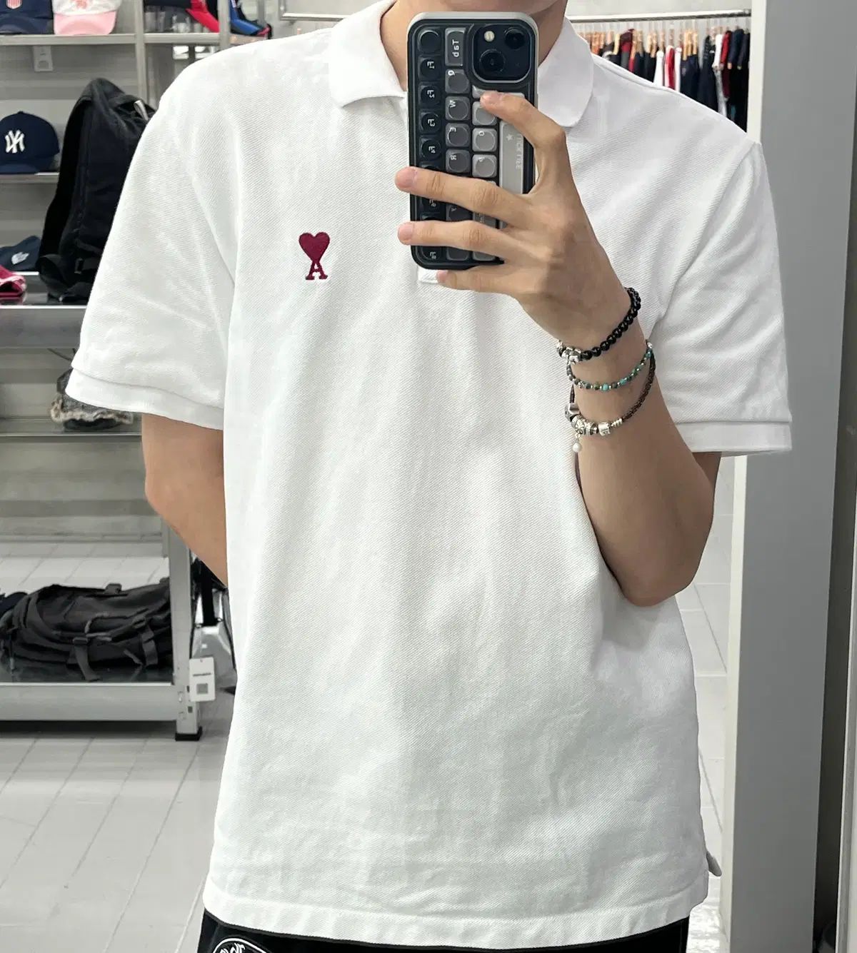 (M) アミ パリ アミ ド クール ポロ 半袖 シャツ 白 12,214円