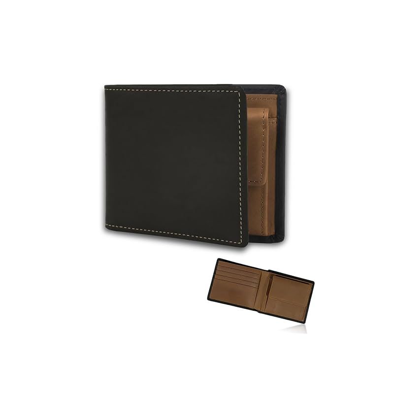 [亀登鞄製作所] 財布 メンズ 2つ折り財布 二つ折り財布 本革 薄型 （ 経年変化を楽しむ逸品 ） コンパクト 大容量 革 小銭入れ 薄い かさばらない カード ミニ財布 小さい 軽い 軽量 レザー (艶消し ブラック×ライトブラウン)