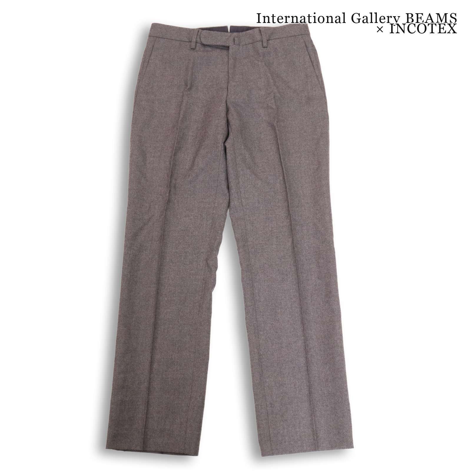 International Gallery BEAMS × INCOTEX インコテックス 秋冬★ ウール フランネル スラックス パンツ Sz.46 メンズ 灰